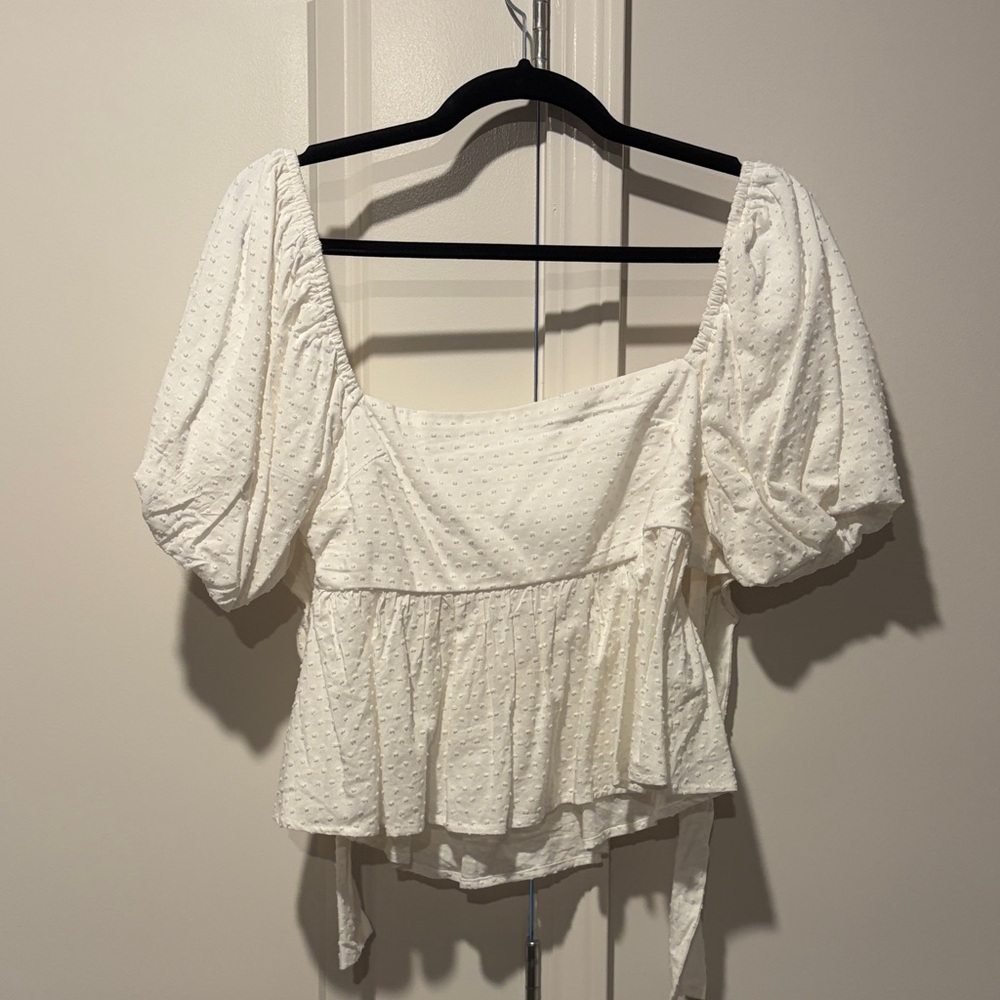 Altar'd State Cream Puff Sleeve Blouse